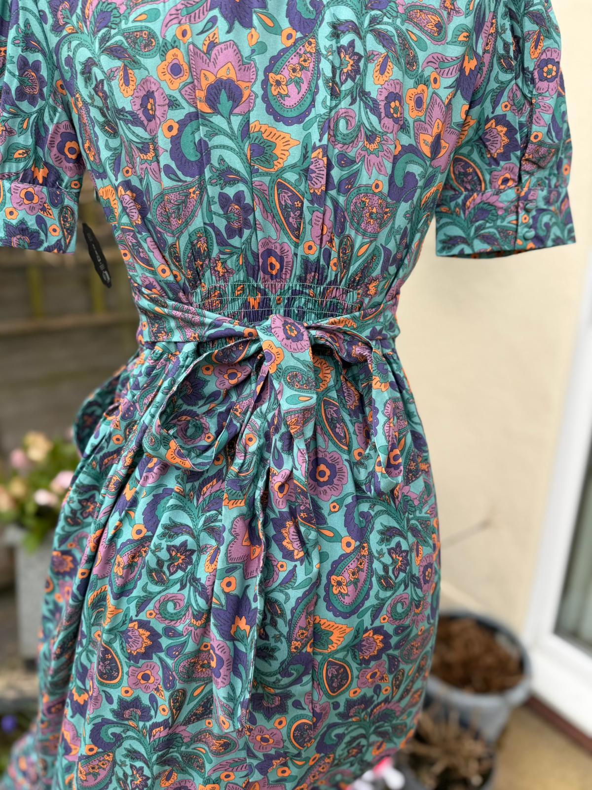 Joanie Womens Albertine Wasabi Paisley Print Midaxi Casual Spring Summer Dress 8