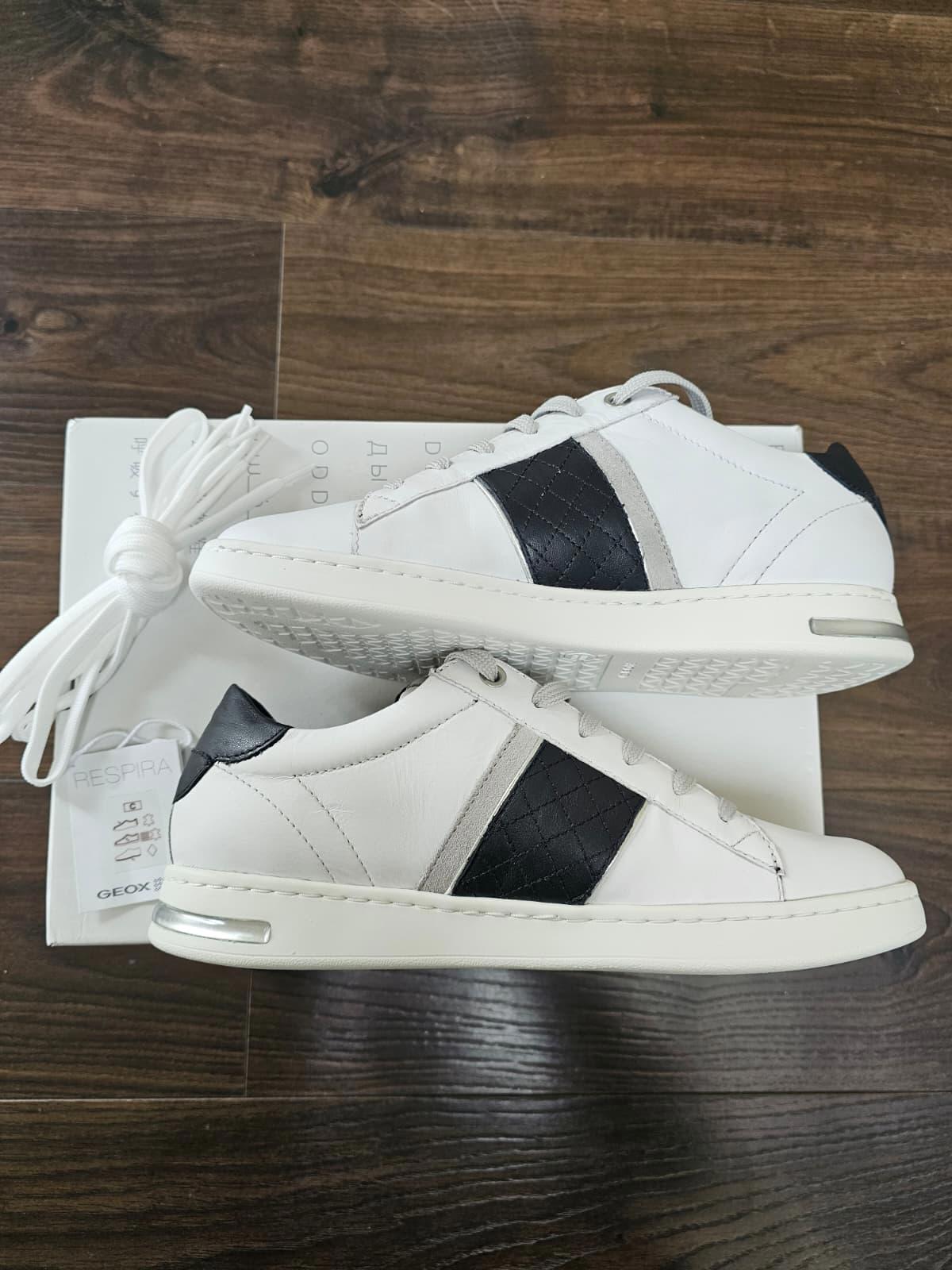 Geox D Jaysen Womens B Respira Casual Leather Trainers/Sneakers -UK 4-White/Grey