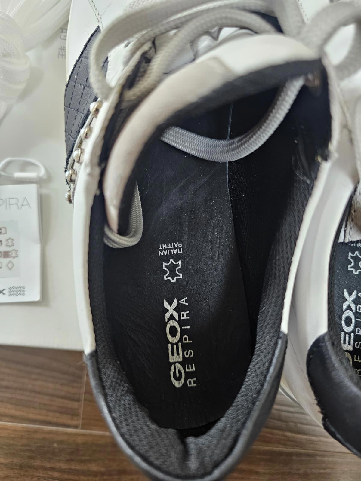 Geox D Jaysen Womens B Respira Casual Leather Trainers/Sneakers -UK 4-White/Grey
