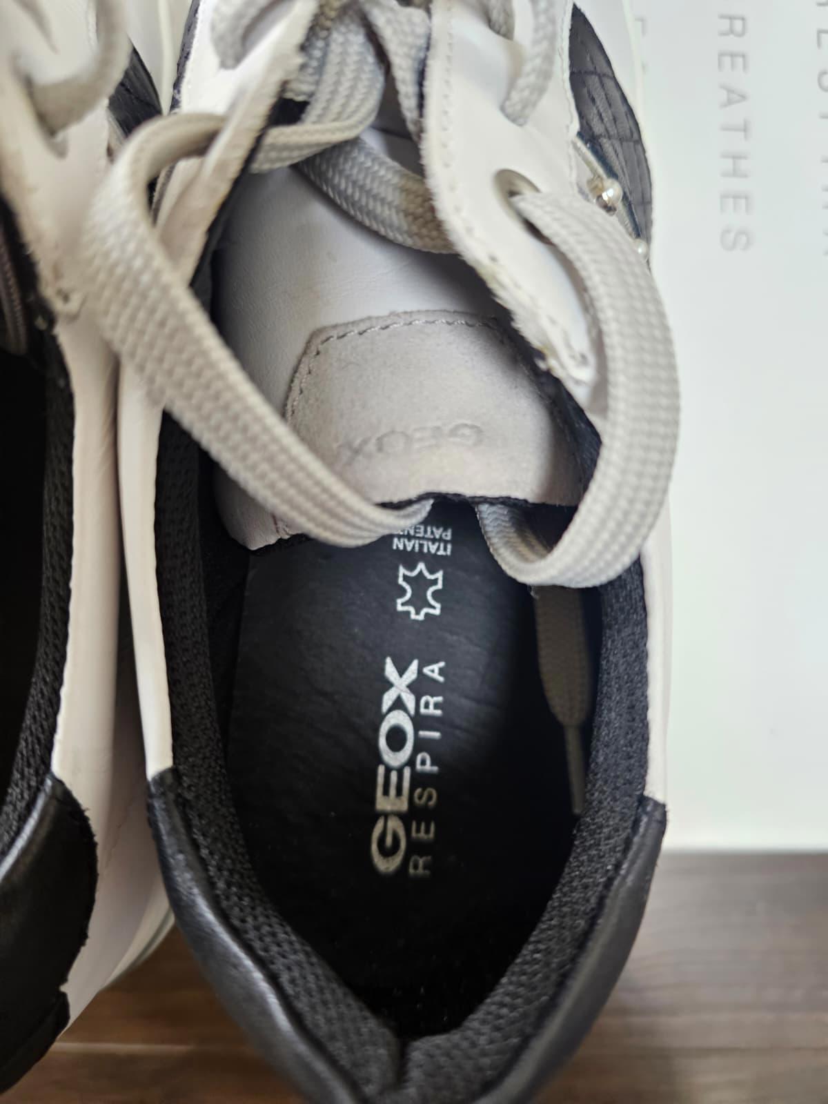 Geox D Jaysen Womens B Respira Casual Leather Trainers/Sneakers -UK 4-White/Grey