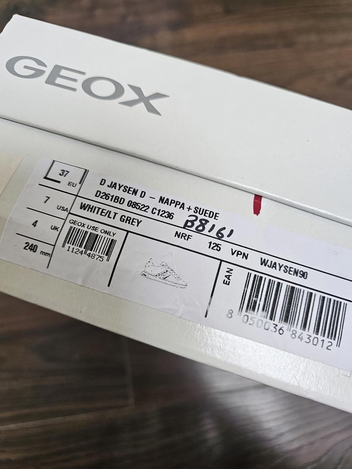 Geox D Jaysen Womens B Respira Casual Leather Trainers/Sneakers -UK 4-White/Grey