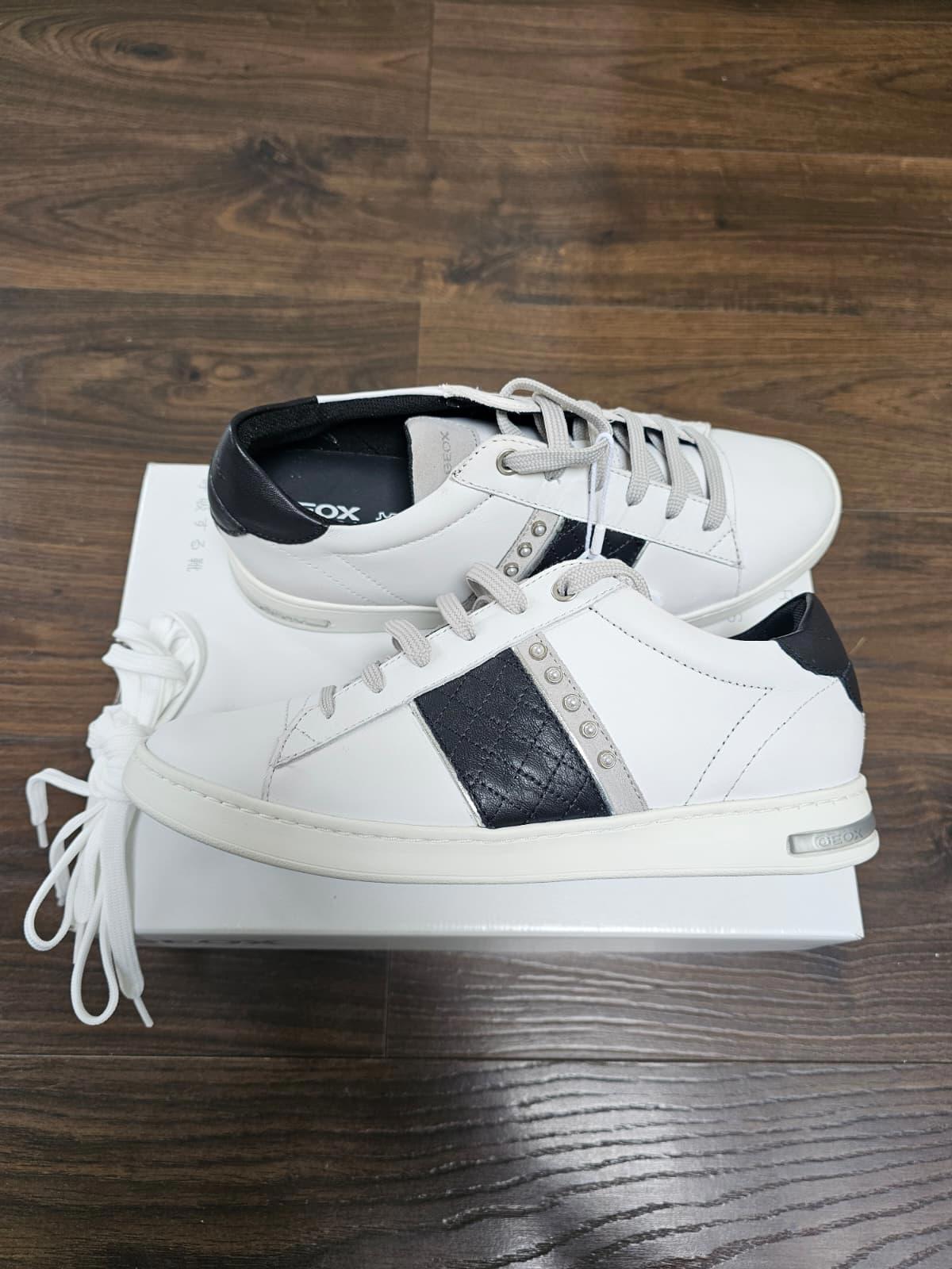 Geox D Jaysen Womens B Respira Casual Leather Trainers/Sneakers -UK 5-White/Grey