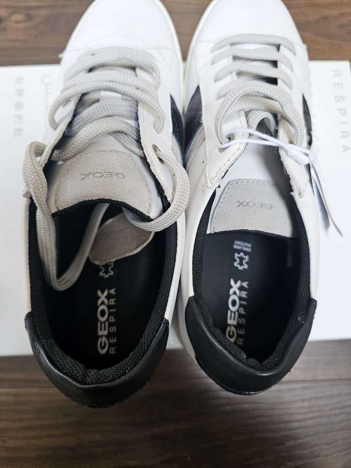 Geox D Jaysen Womens B Respira Casual Leather Trainers/Sneakers -UK 5-White/Grey