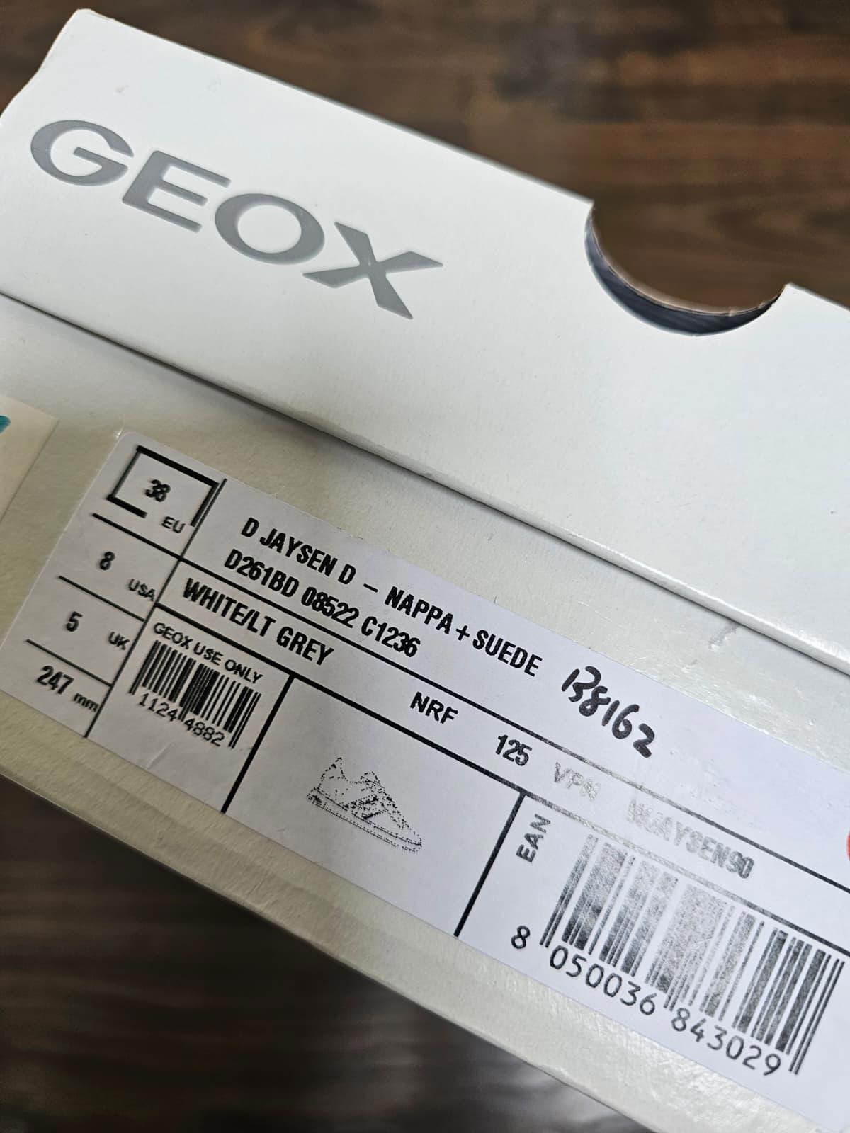 Geox D Jaysen Womens B Respira Casual Leather Trainers/Sneakers -UK 5-White/Grey