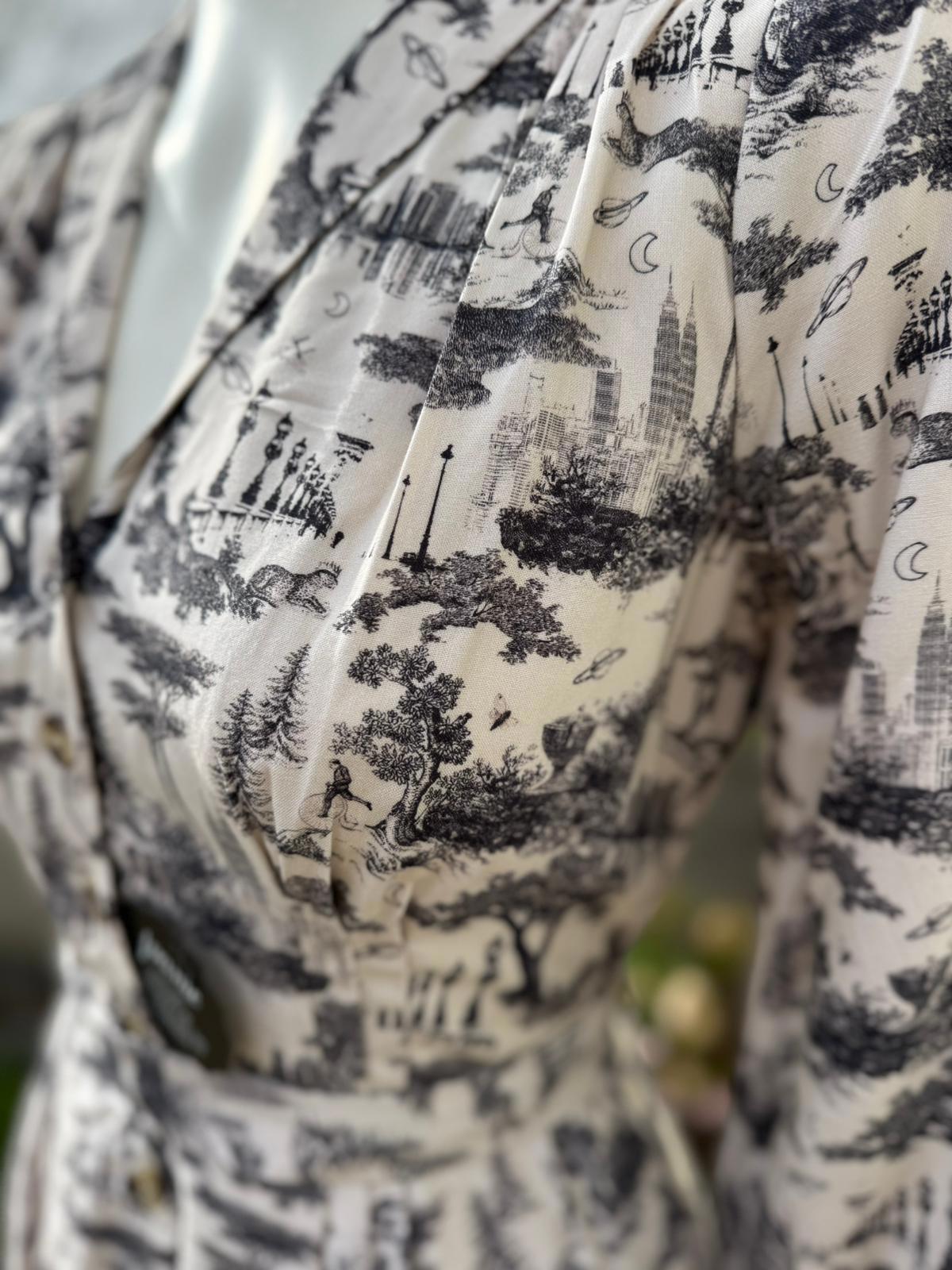 Joanie Womens Barbara Toile De Jouy Print Button-Through Casual Dress - UK 8