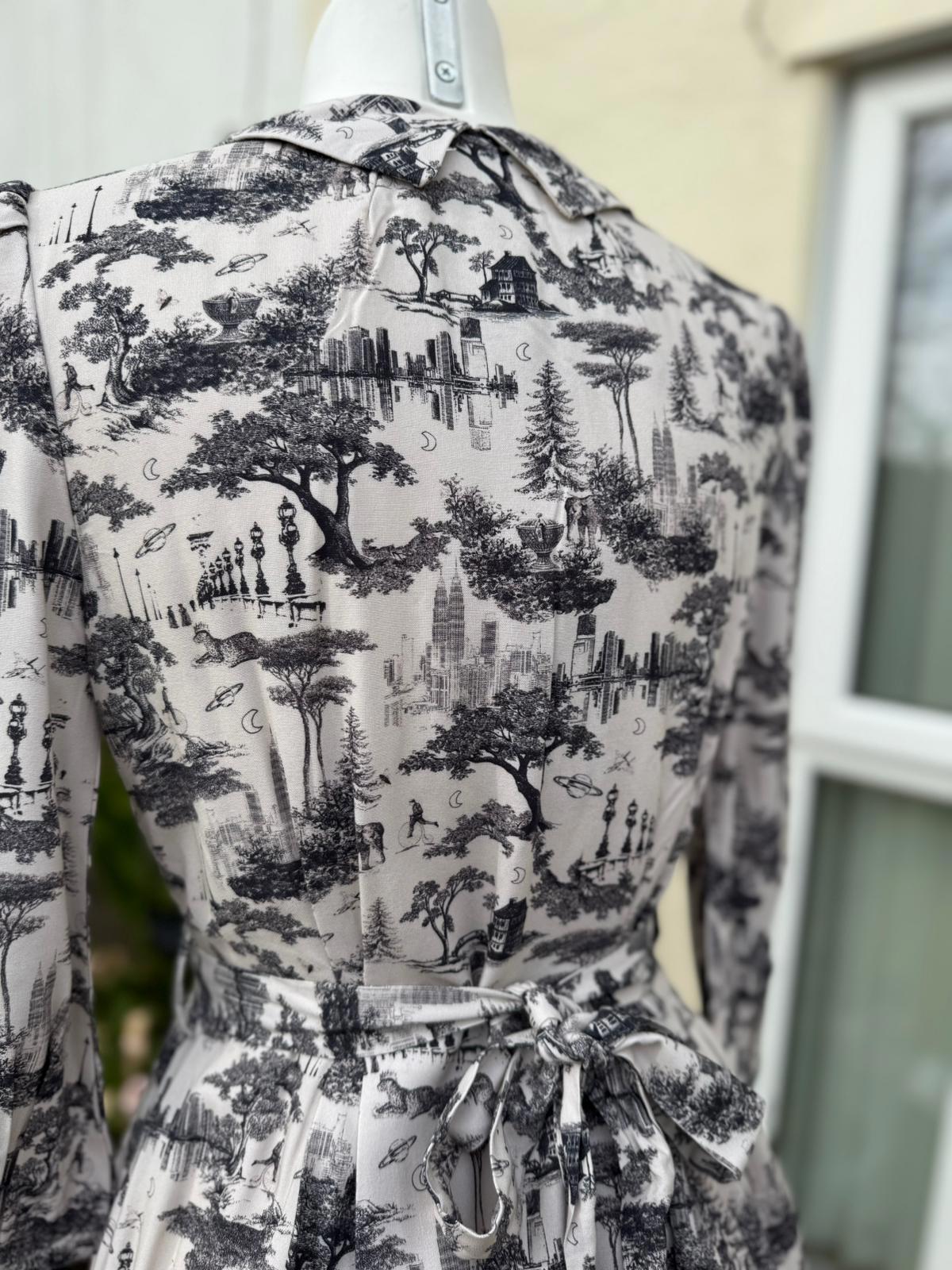 Joanie Womens Barbara Toile De Jouy Print Button-Through Casual Dress - UK 8