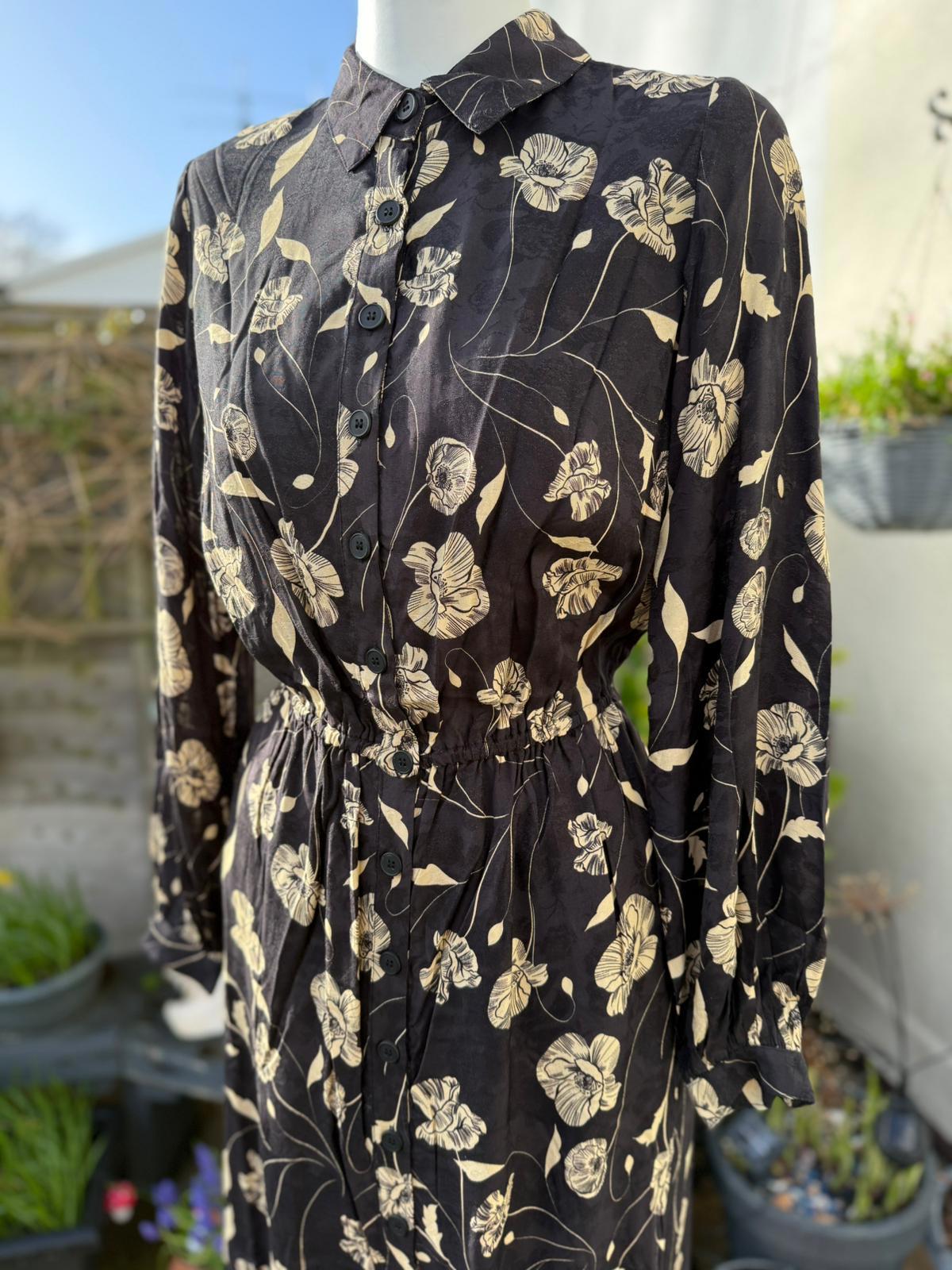 Christina Hendricks X Joanie - Orange Blossom Poppy Print Midi Shirt Dress UK 12