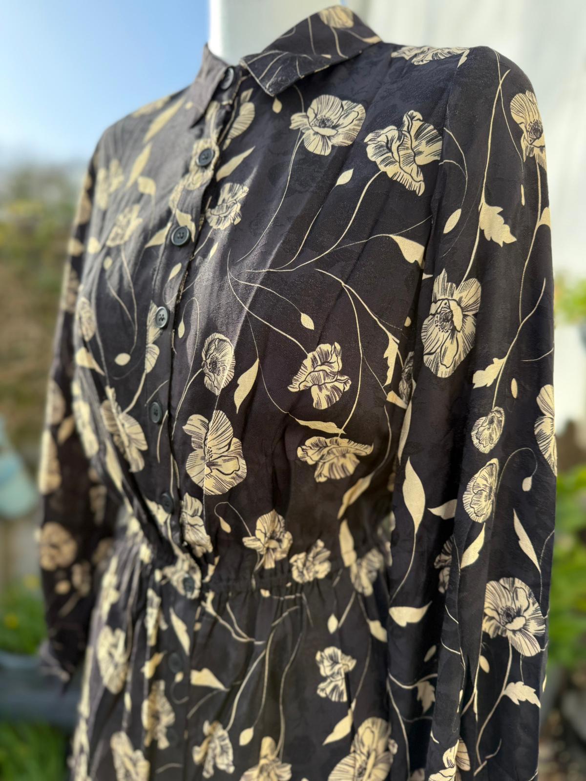 Christina Hendricks X Joanie - Orange Blossom Poppy Print Midi Shirt Dress UK 12