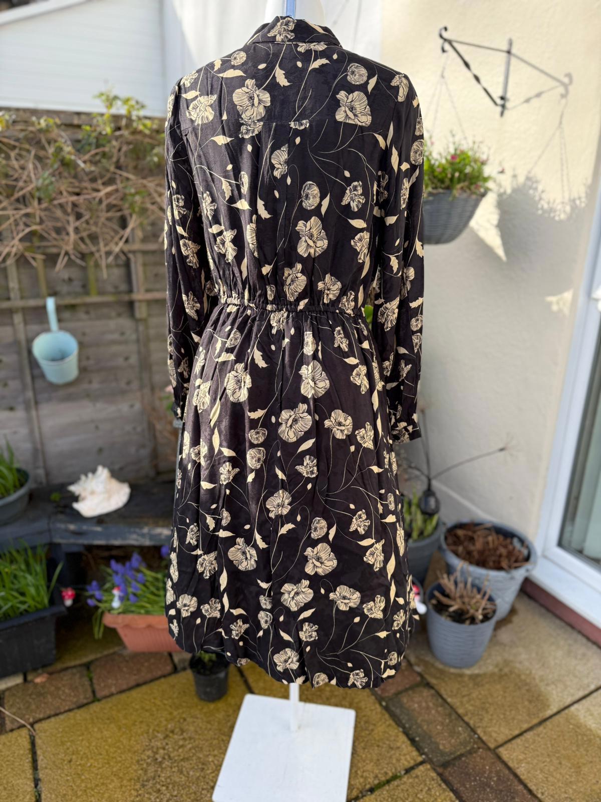 Christina Hendricks X Joanie - Orange Blossom Poppy Print Midi Shirt Dress UK 12