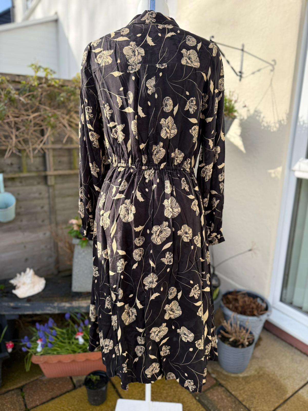 Christina Hendricks X Joanie - Orange Blossom Poppy Print Midi Shirt Dress UK 12