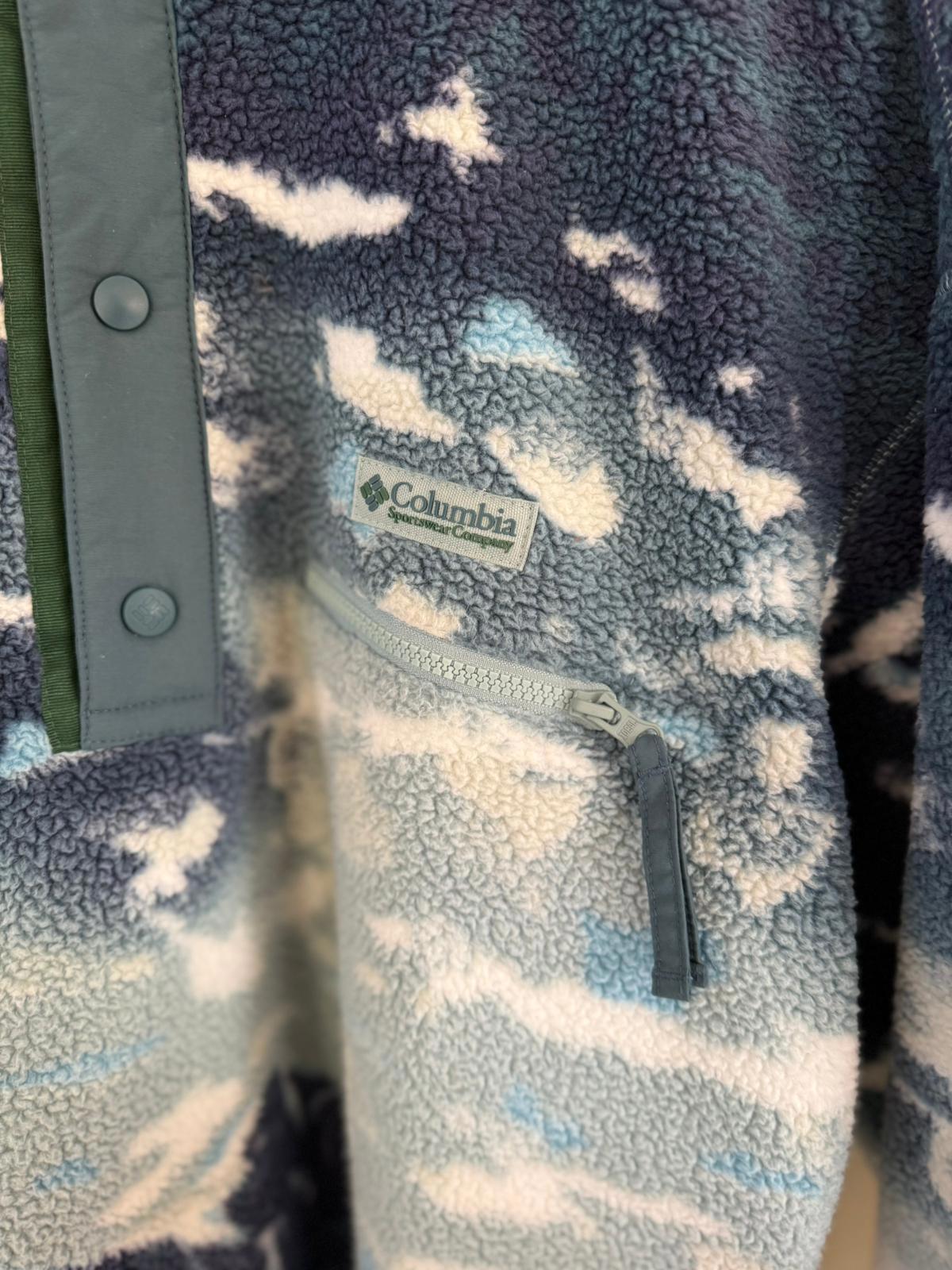Columbia Mens Snap Button Pullover Mountain Scenery Print Fleece Jumper -L/Large