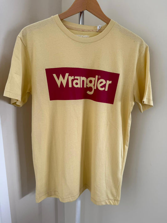 Wrangler Mens Big Spellout Short Sleeve Casual T-Shirt - S/Small - Yellow/Red