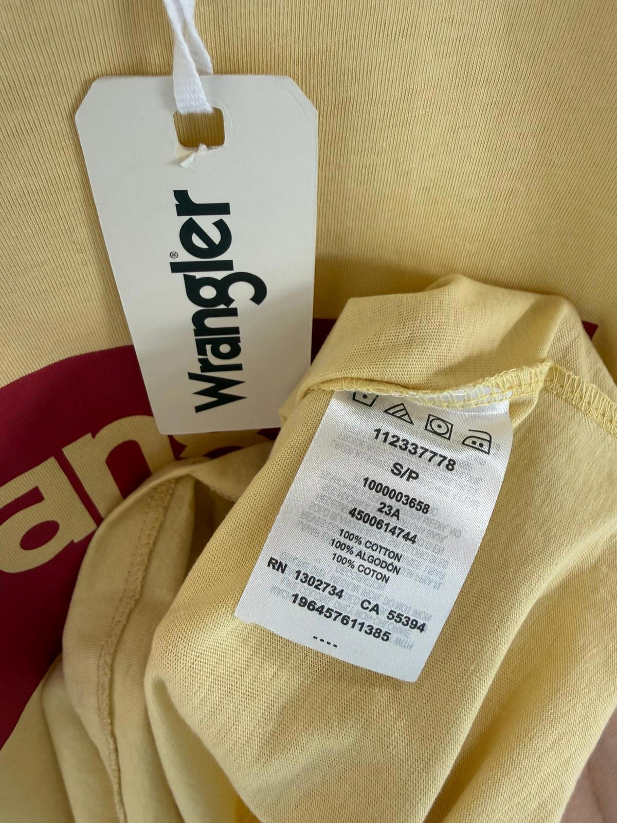 Wrangler Mens Big Spellout Short Sleeve Casual T-Shirt - S/Small - Yellow/Red