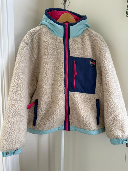 Superdry Adventurewear Full Zip Hooded Sherpa/Borg Fleece Jacket - UK 16