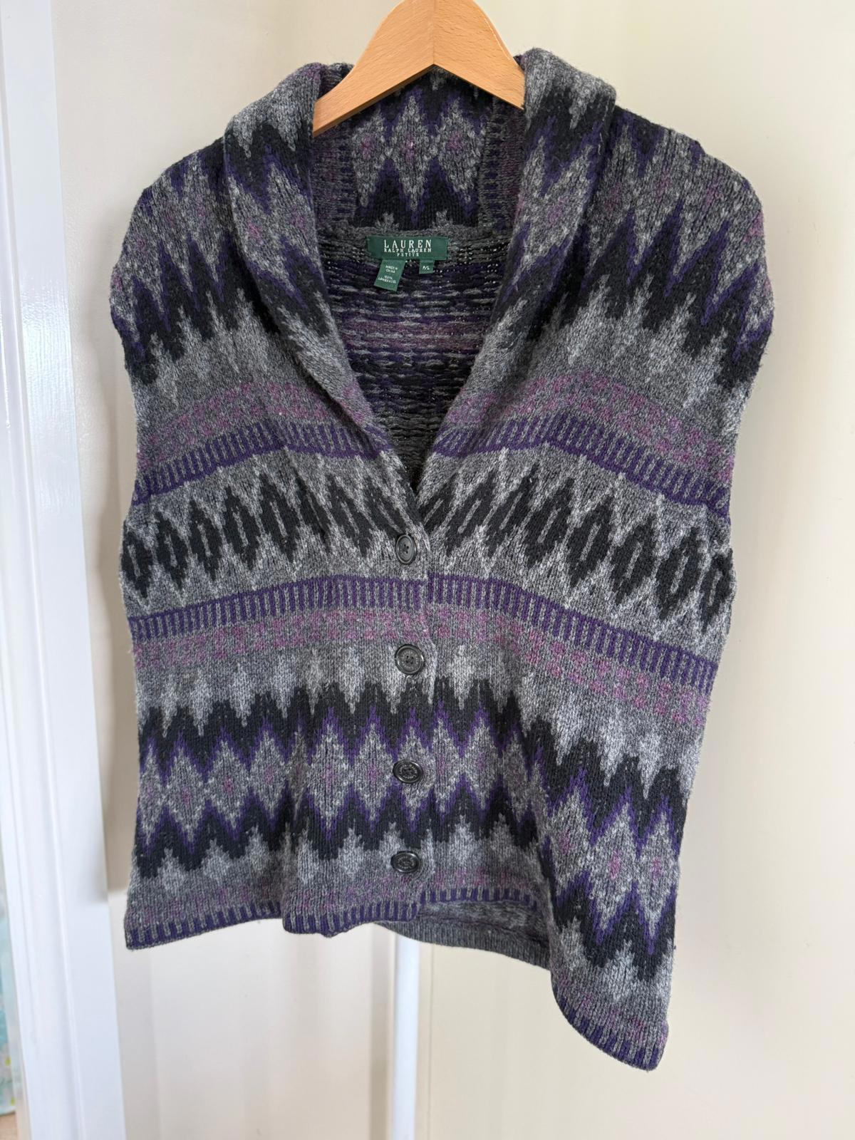 Lauren Ralph Lauren Womens 100% Lambswool Shawl Collar Button Sweater Vest - PL