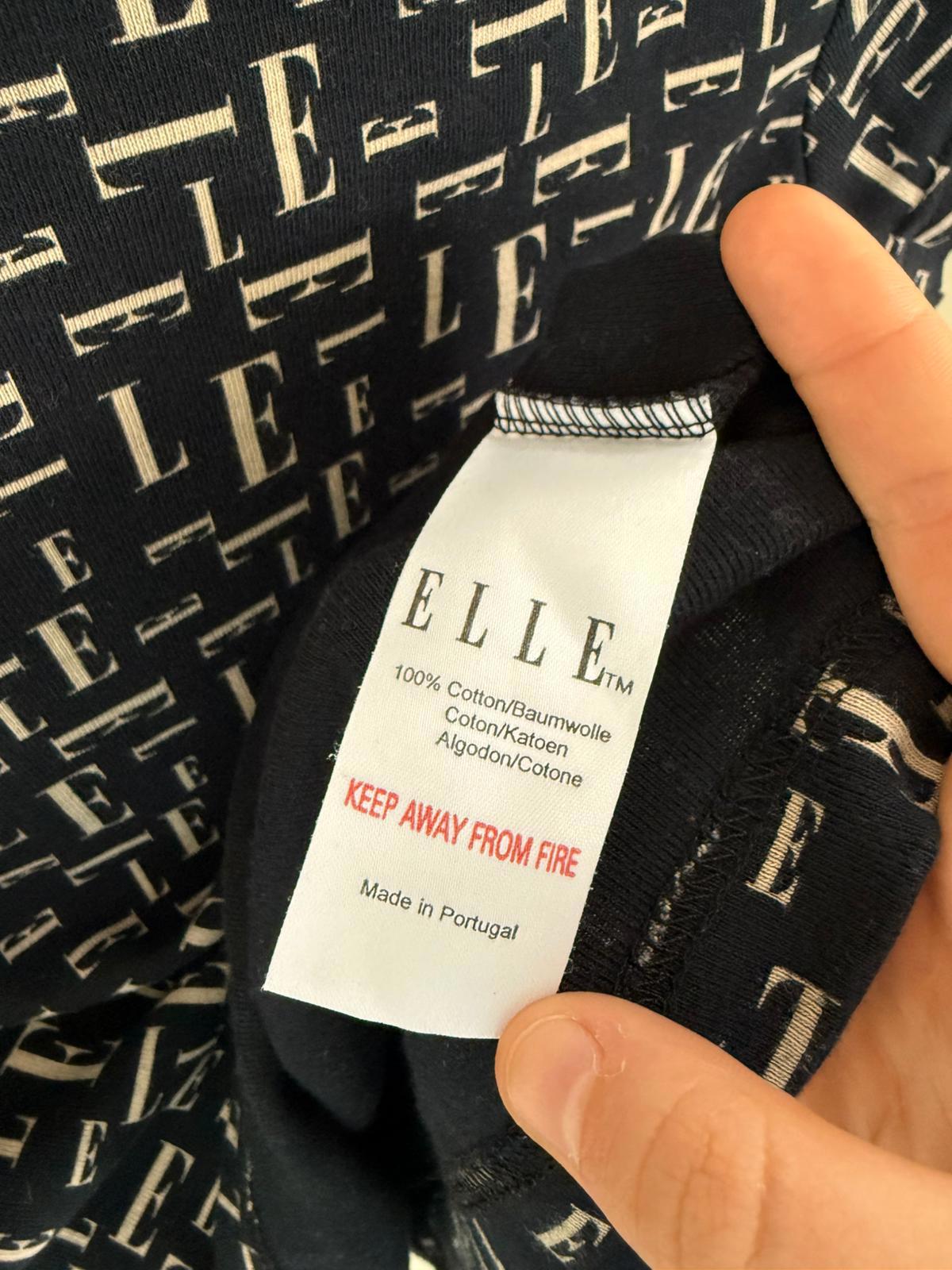 ELLE Womens Short Sleeve All Print Monogram Y2K Baby Tee Top/T-Shirt-M/Medium/10