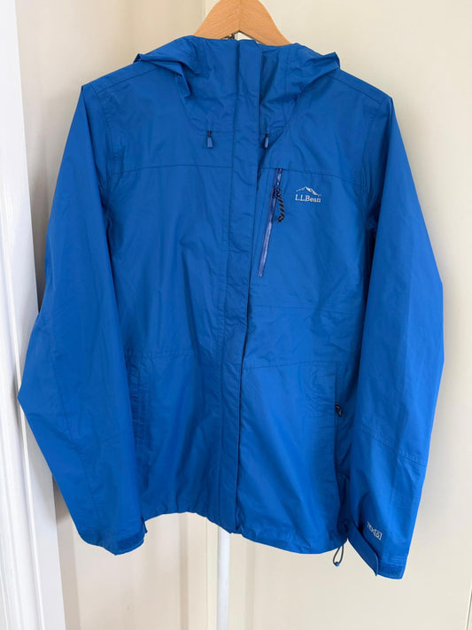 L.L. Bean Mens Full Zip Taped Seams Hooded Rain Coat/Jacket - M/Medium Blue