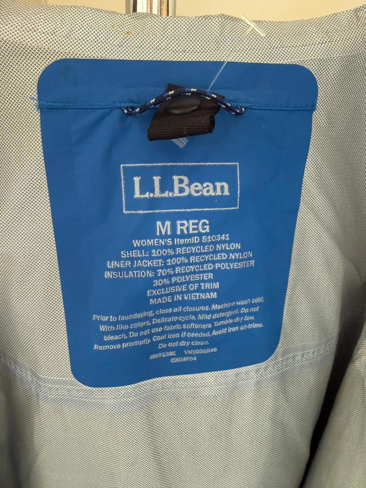 L.L. Bean Mens Full Zip Taped Seams Hooded Rain Coat/Jacket - M/Medium Blue
