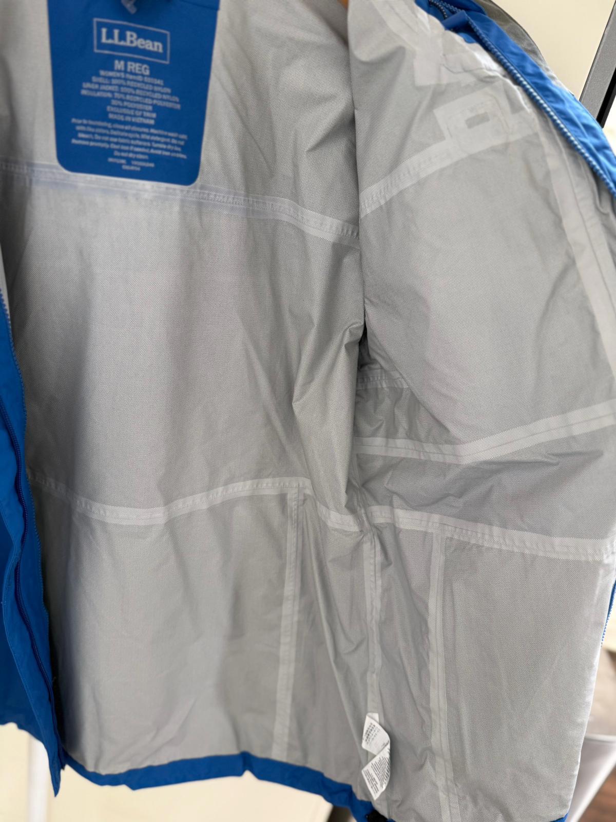 L.L. Bean Mens Full Zip Taped Seams Hooded Rain Coat/Jacket - M/Medium Blue