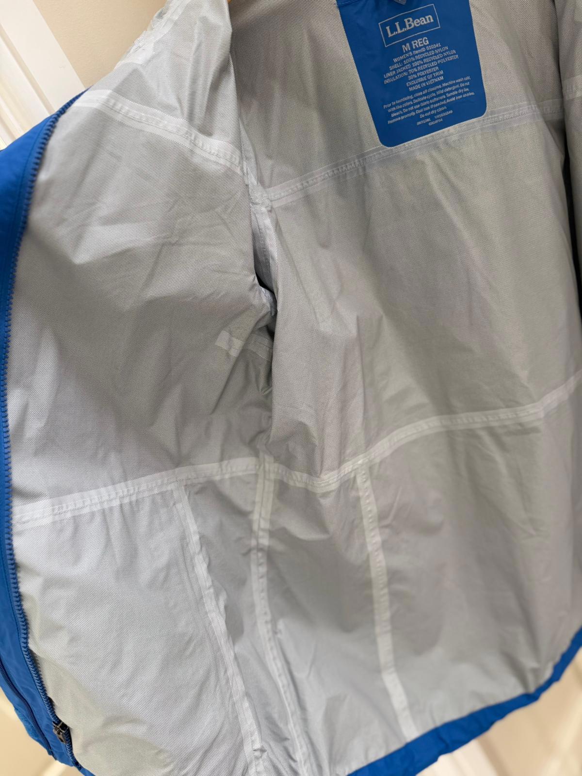 L.L. Bean Mens Full Zip Taped Seams Hooded Rain Coat/Jacket - M/Medium Blue