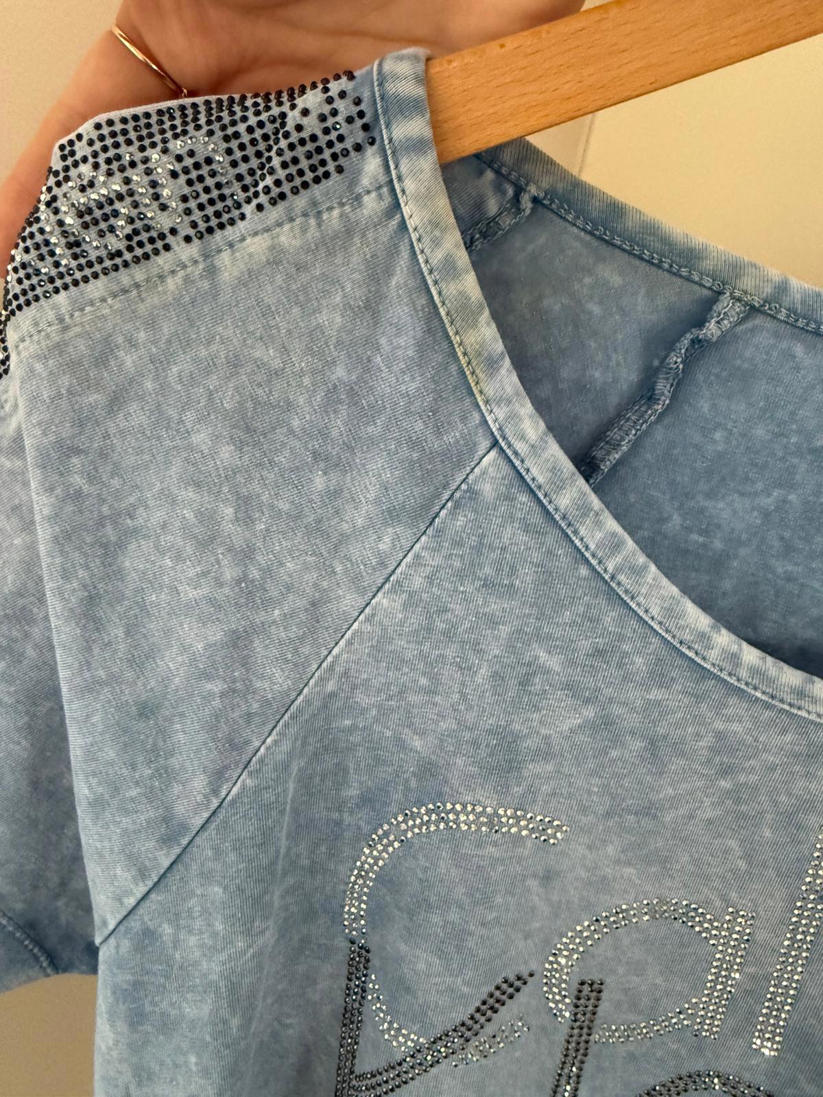 Calvin Klein Jeans Y2K 2000s' Short Sleeve Rhinestone Studded Detail T-Shirt -XL