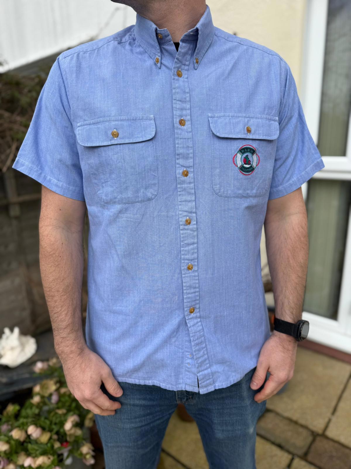Dash Man Vintage Y2K Short Sleeve Yachting/Boating Pocket Short Shirt - L/Large