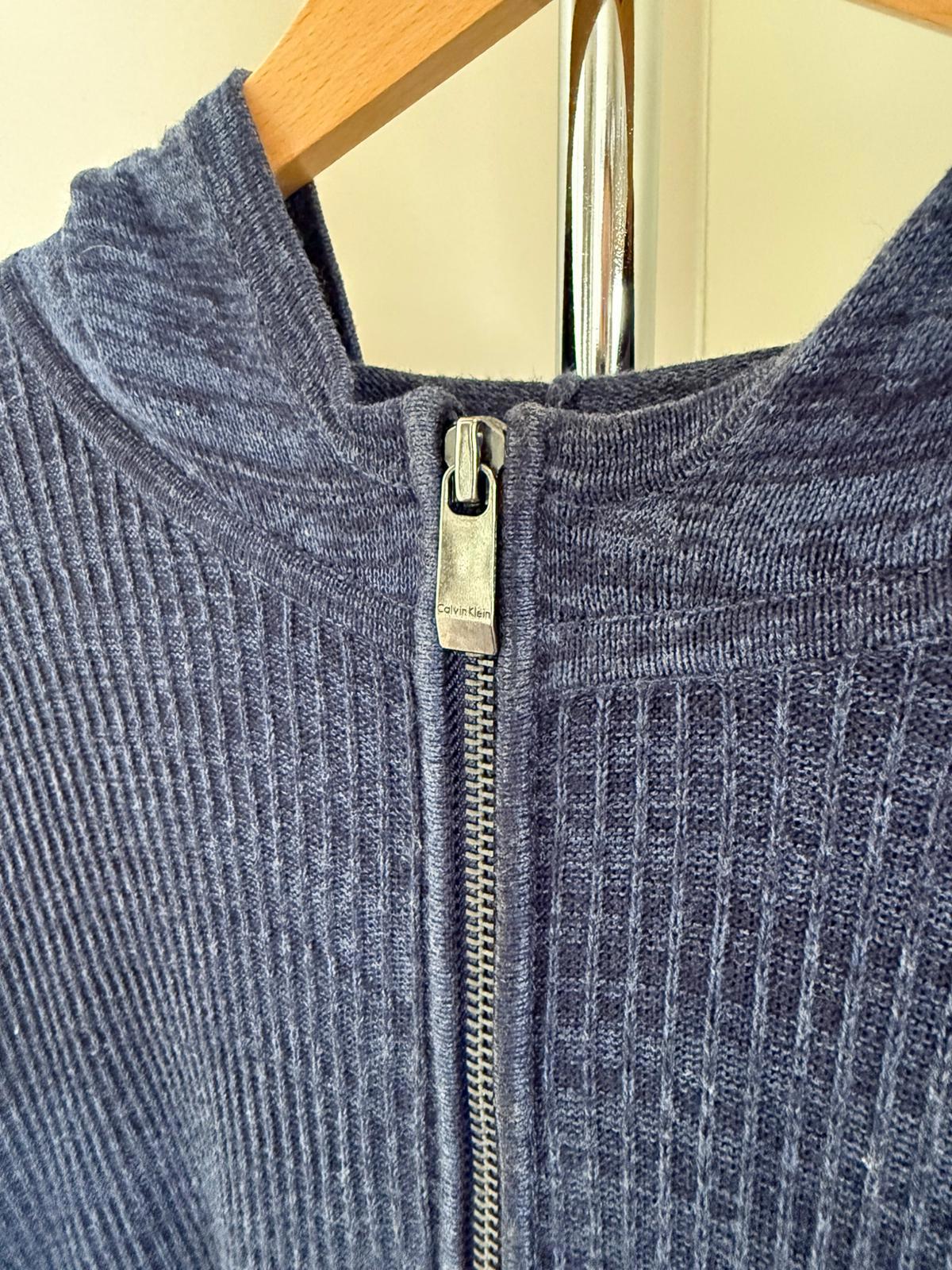 Calvin Klein Mens Y2K 1/2 Zip Pullover Knitted Hoodie Jumper - M/Medium - Navy