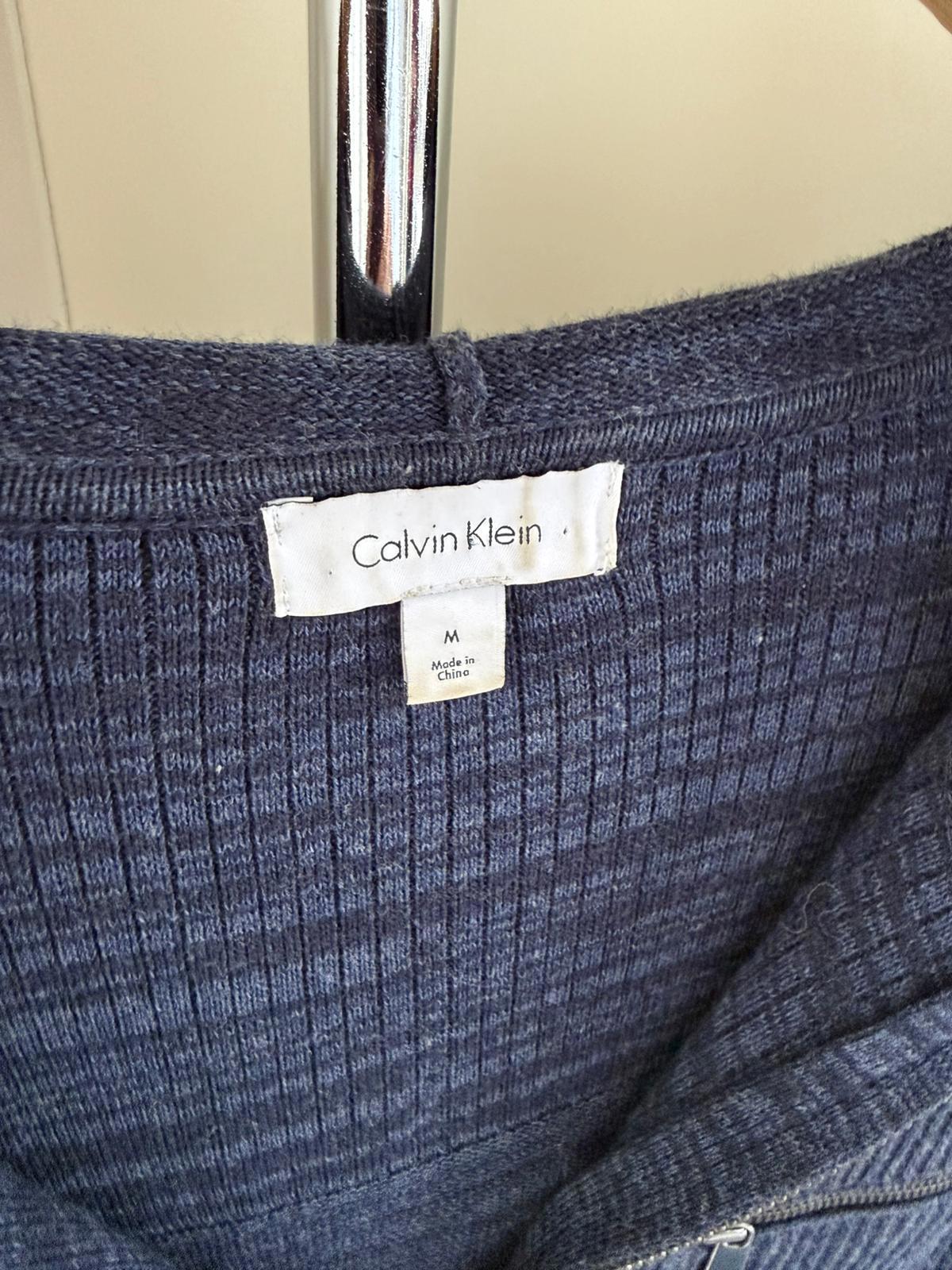 Calvin Klein Mens Y2K 1/2 Zip Pullover Knitted Hoodie Jumper - M/Medium - Navy