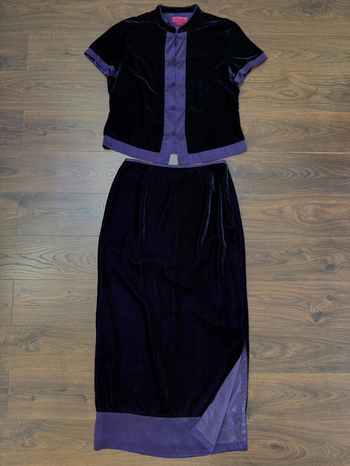 Monsoon Womens 90s/Y2K Co-Ord Silk Blend Two Piece Top/Skirt Set - 14/16 -Purple
