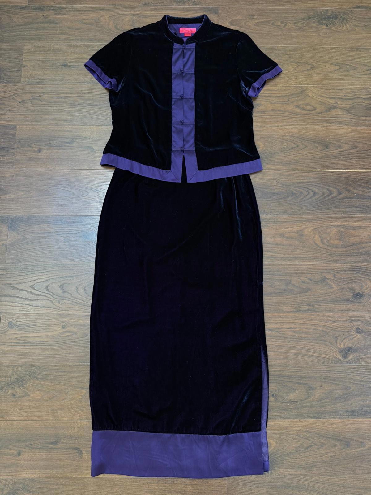 Monsoon Womens 90s/Y2K Co-Ord Silk Blend Two Piece Top/Skirt Set - 14/16 -Purple