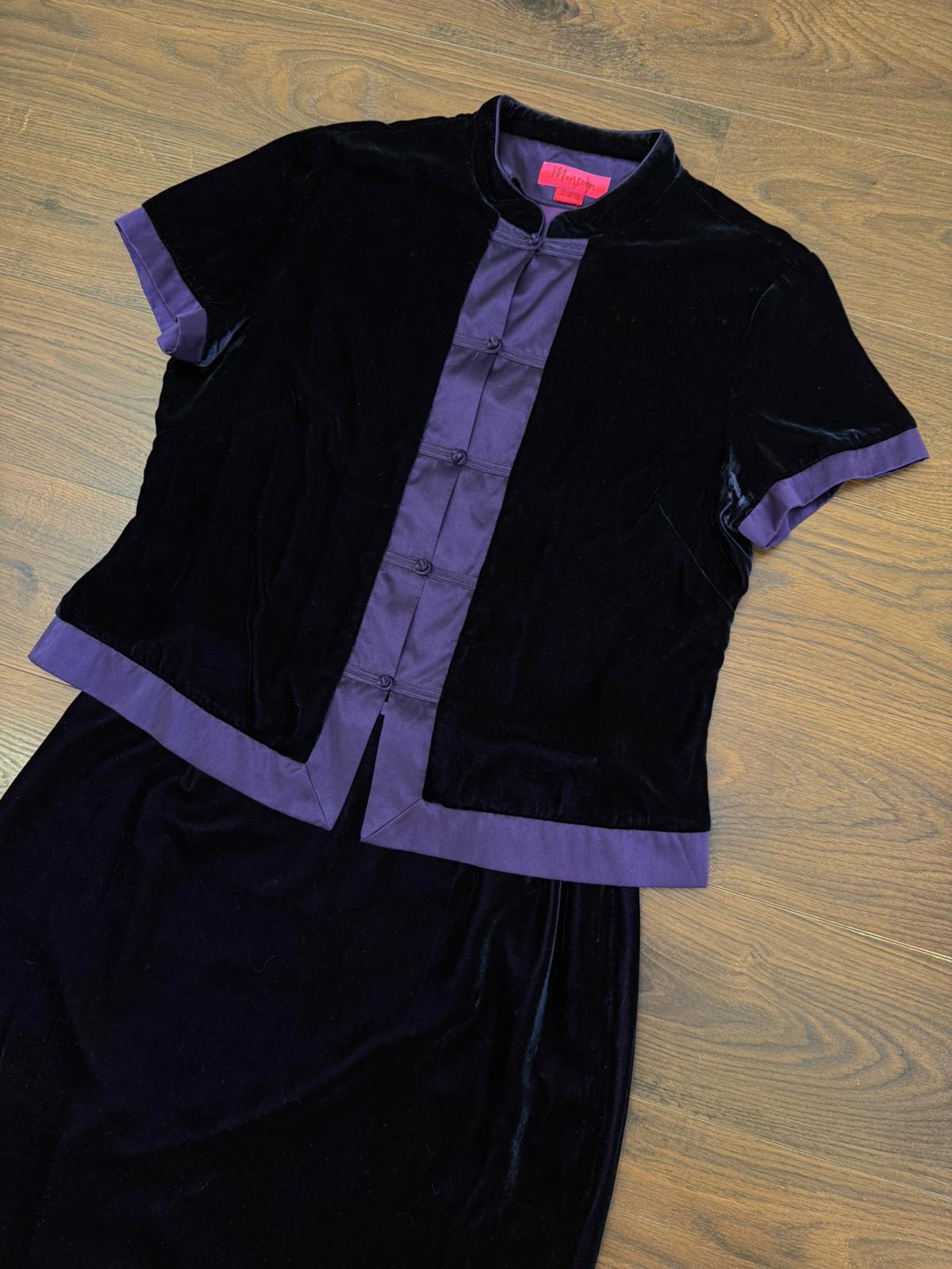 Monsoon Womens 90s/Y2K Co-Ord Silk Blend Two Piece Top/Skirt Set - 14/16 -Purple