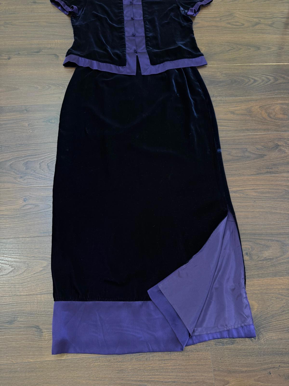 Monsoon Womens 90s/Y2K Co-Ord Silk Blend Two Piece Top/Skirt Set - 14/16 -Purple