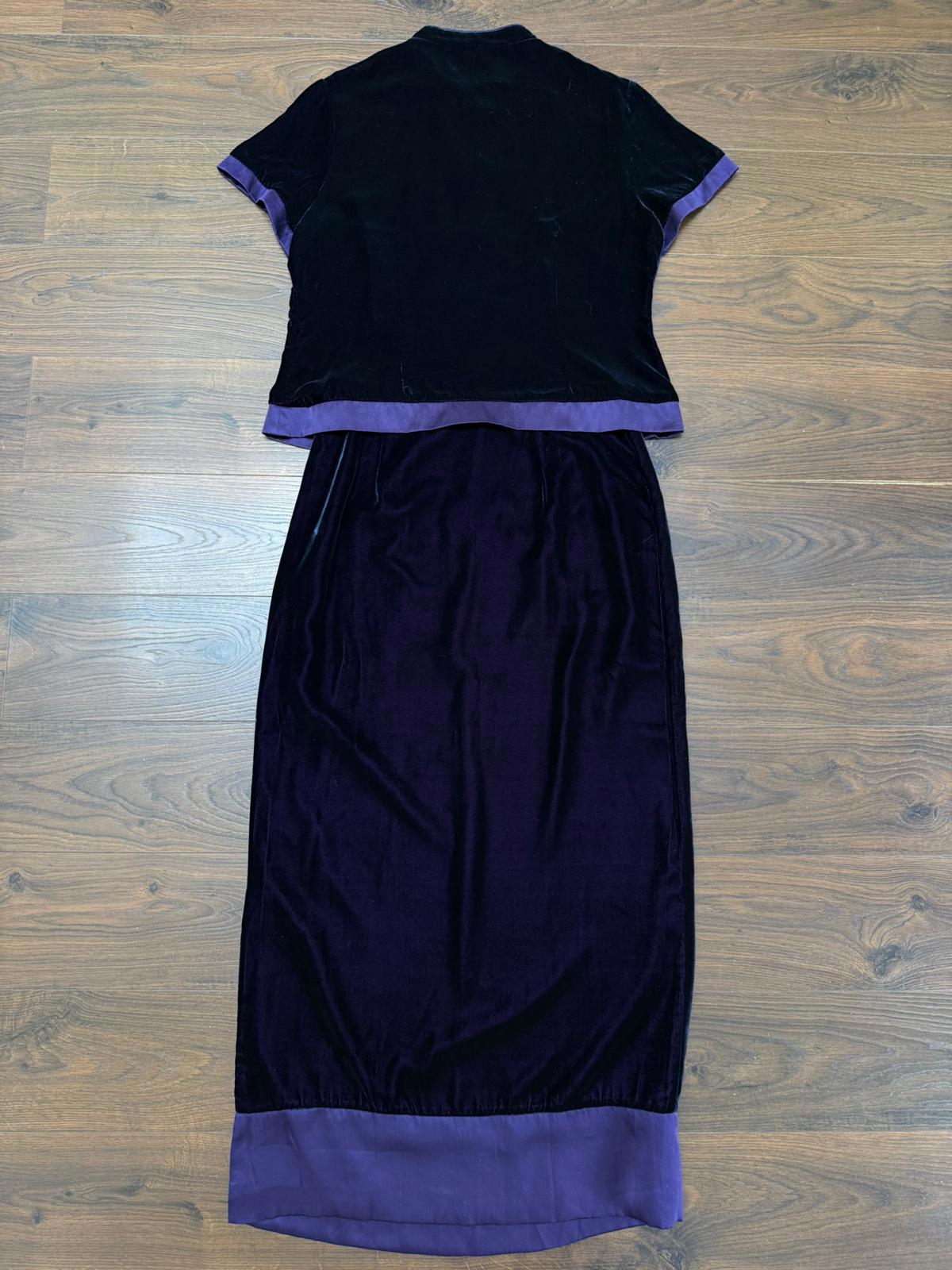 Monsoon Womens 90s/Y2K Co-Ord Silk Blend Two Piece Top/Skirt Set - 14/16 -Purple