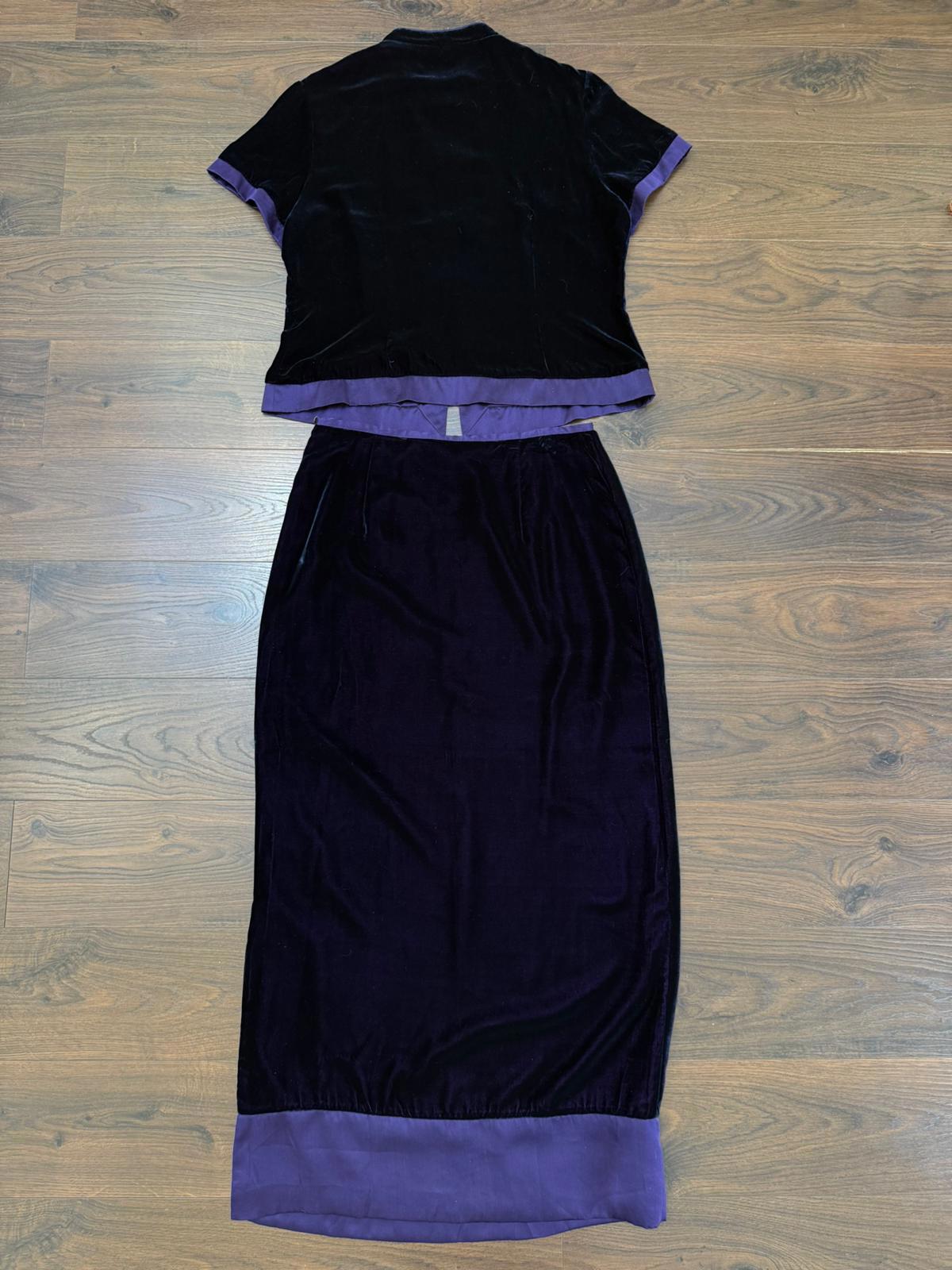 Monsoon Womens 90s/Y2K Co-Ord Silk Blend Two Piece Top/Skirt Set - 14/16 -Purple
