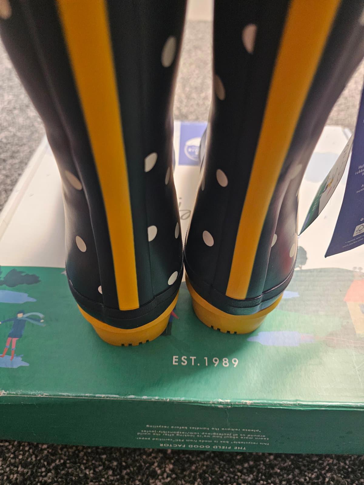 Joules Molly Welly Polka Dot Navy Wellington Boots - UK 3 / US 5 - Brand New!