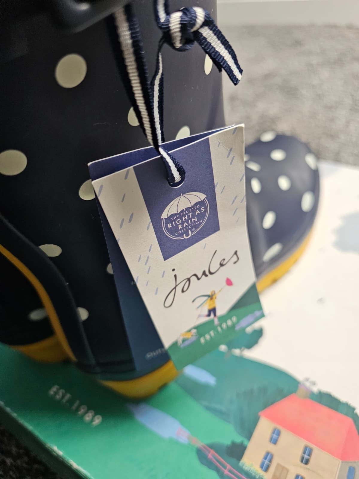 Joules Molly Welly Polka Dot Navy Wellington Boots - UK 3 / US 5 - Brand New!