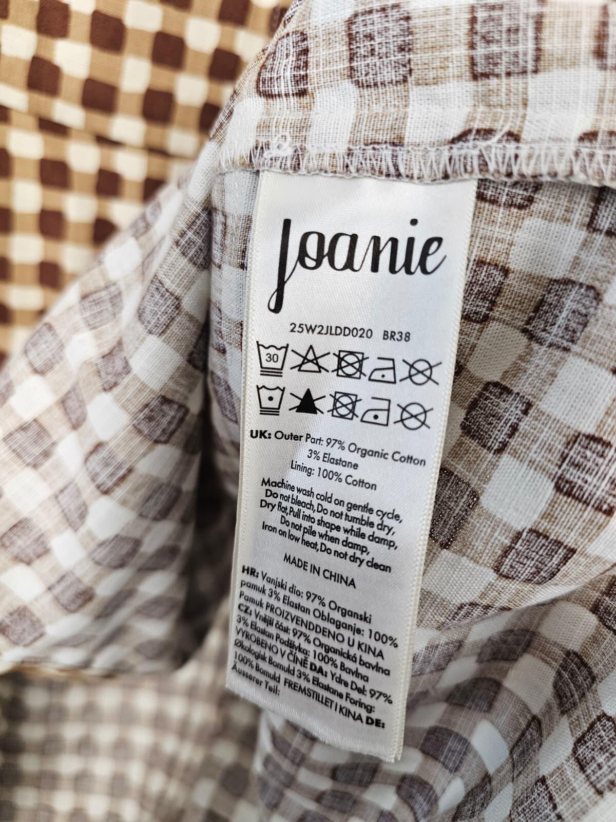 Joanie Ashley Gingham Boat Neck Mini Dress - Brown - UK 16