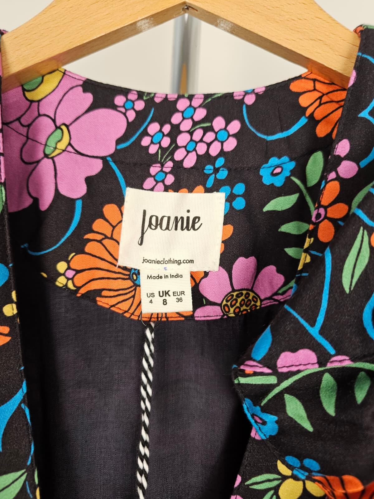 Joanie X Zeena Shah Womens Retro Floral Print Ruffle Collar Wrap Dress - UK 8