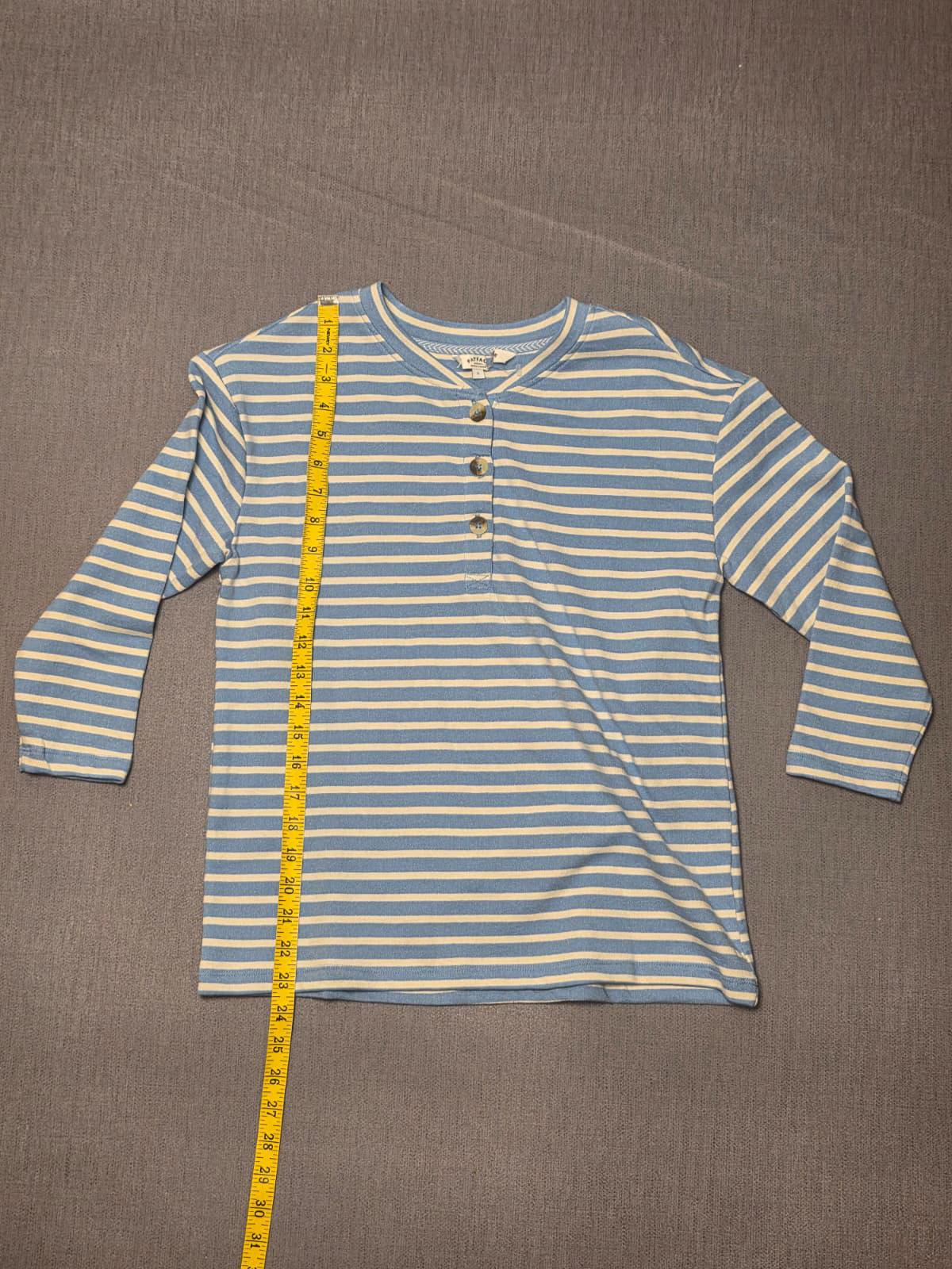 Fat Face Women’s 3/4 Sleeve Southbourne Stripe Sweat Top in Light Blue - UK 6
