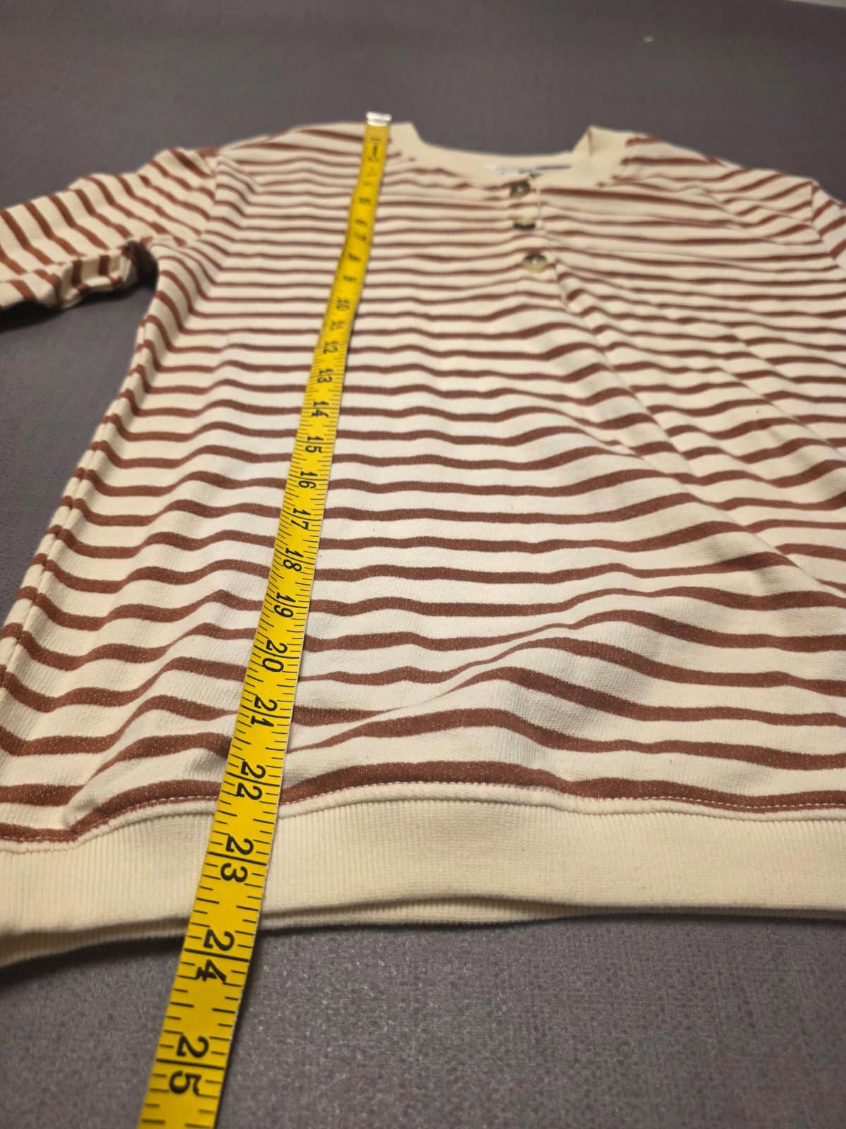 Fat Face Women’s ¾ Sleeve Southbourne Stripe Sweat Top in Ivory Brown - UK 6