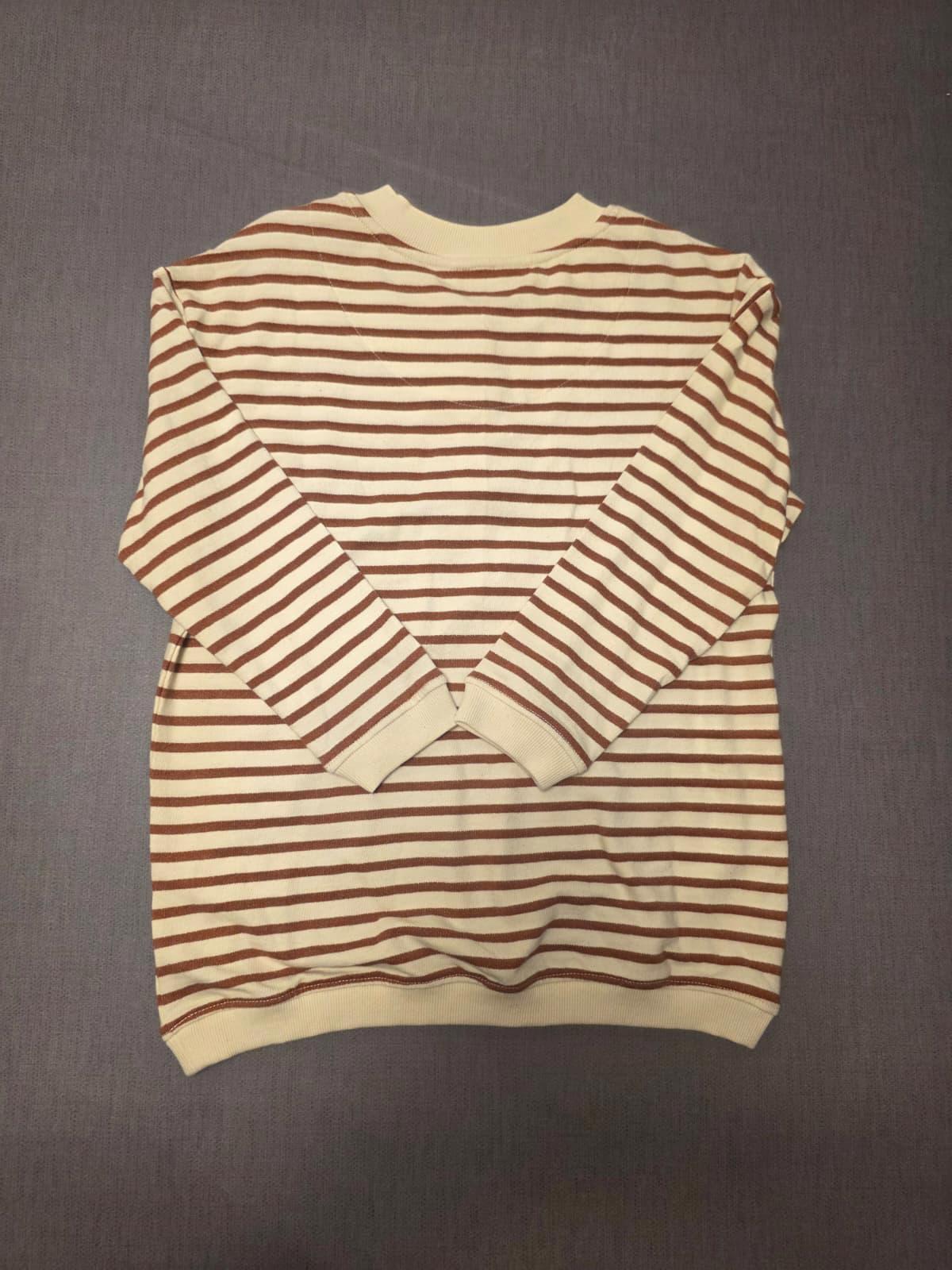 Fat Face Women’s ¾ Sleeve Southbourne Stripe Sweat Top in Ivory Brown - UK 6