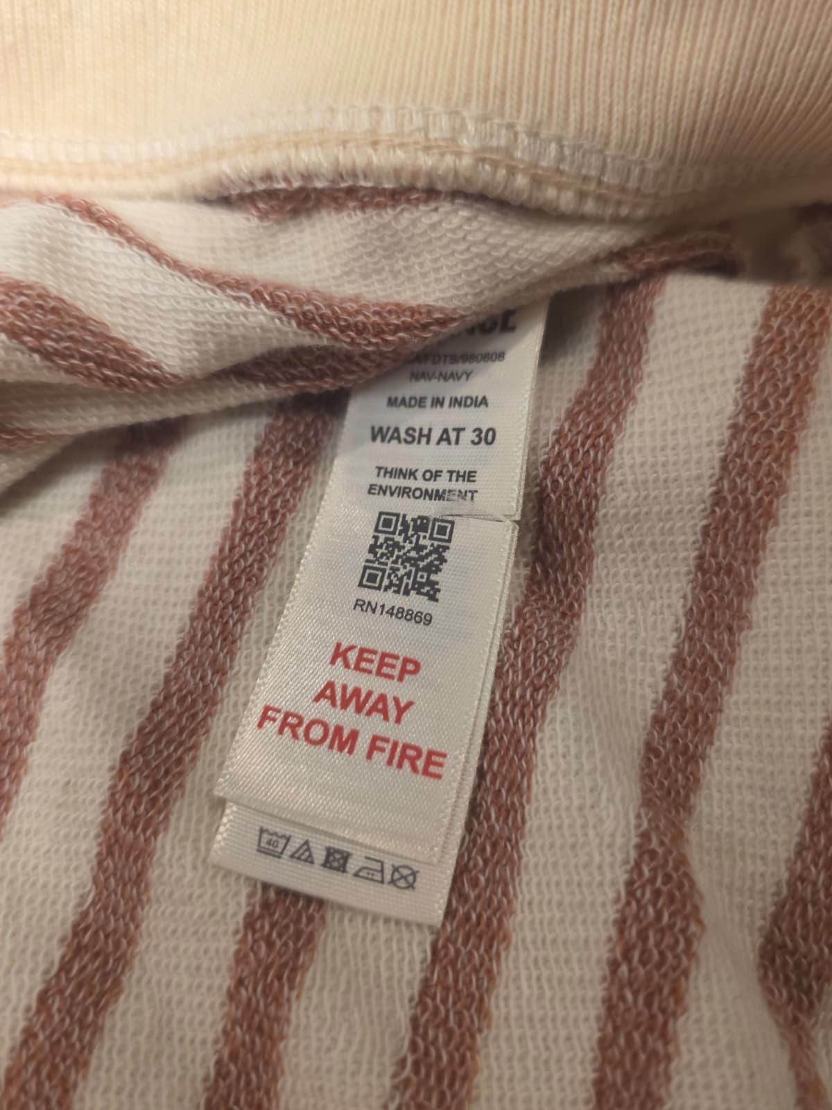 Fat Face Women’s ¾ Sleeve Southbourne Stripe Sweat Top in Ivory Brown - UK 10