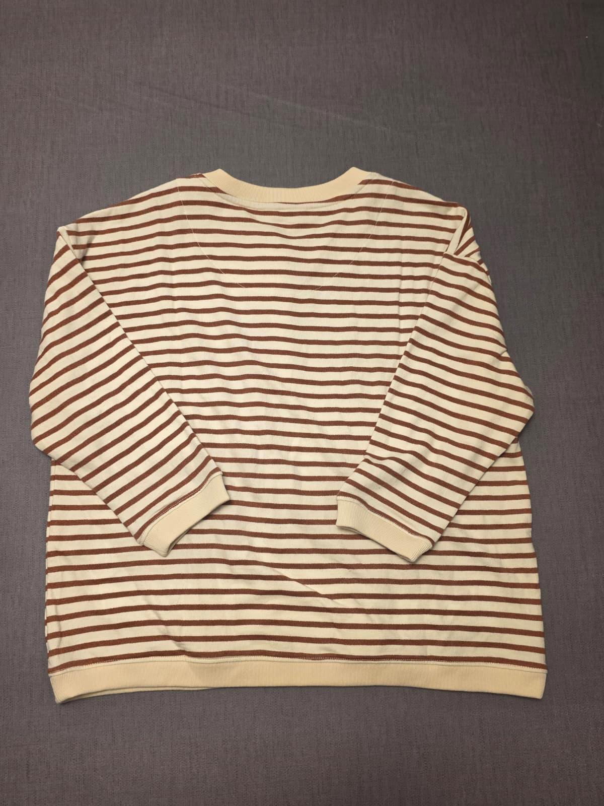 Fat Face Women’s ¾ Sleeve Southbourne Stripe Sweat Top in Ivory Brown - UK 10