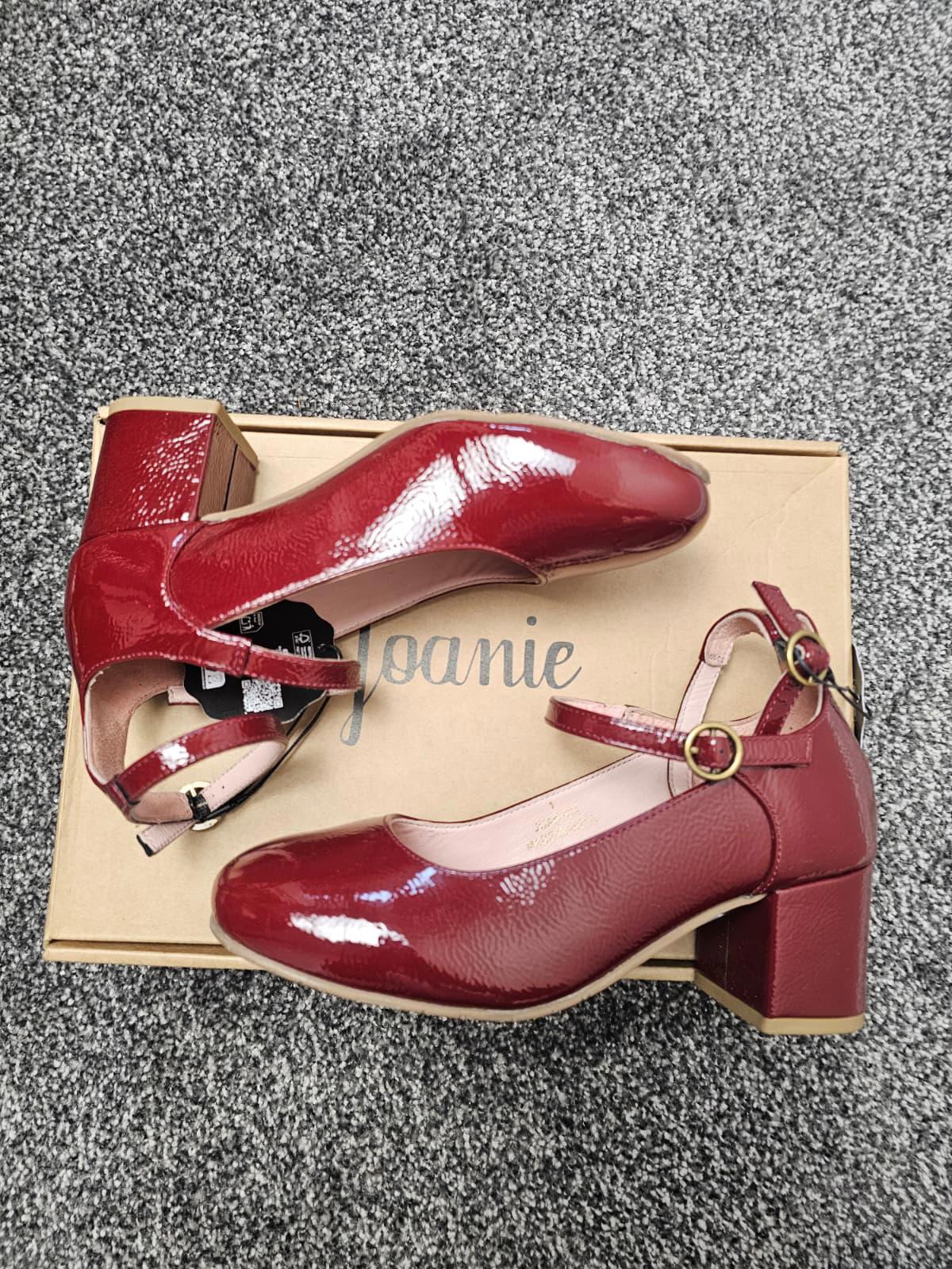 Joanie Rouen Patent Leather Smart Casual Mary Jane Shoes - UK 4 -Cabernet Red