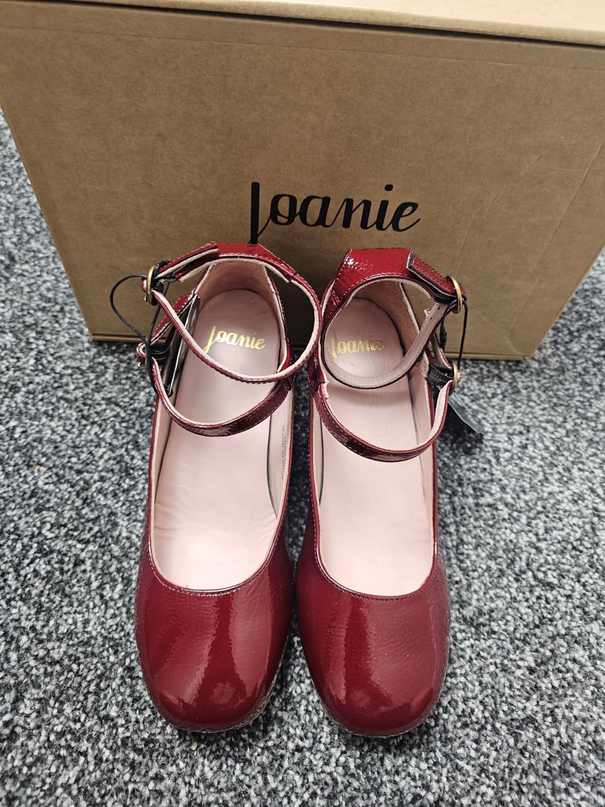 Joanie Rouen Patent Leather Smart Casual Mary Jane Shoes - UK 4 -Cabernet Red