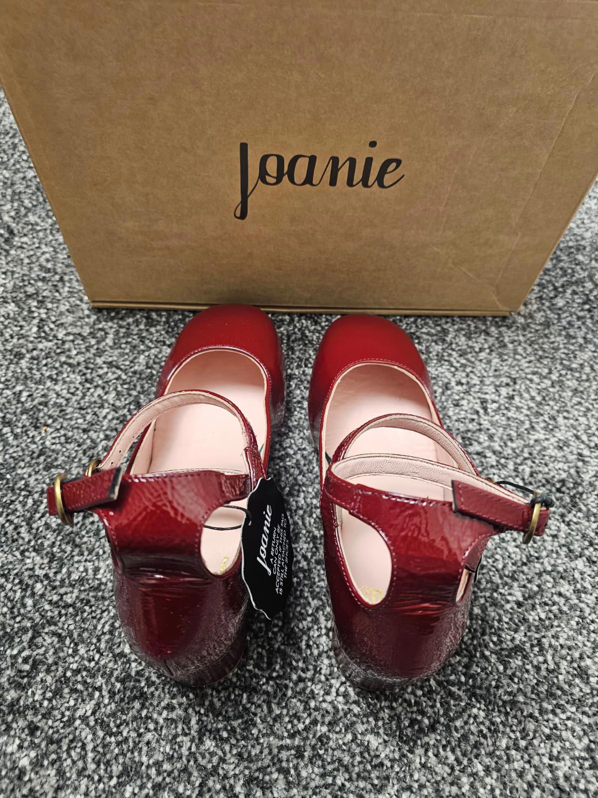 Joanie Rouen Patent Leather Smart Casual Mary Jane Shoes - UK 4 -Cabernet Red