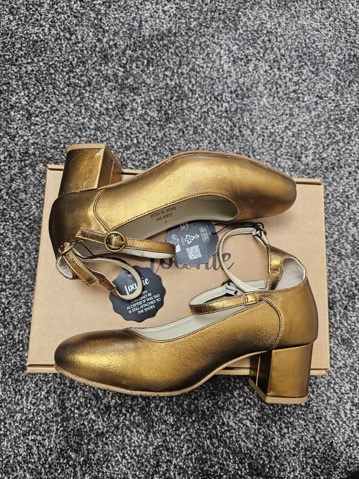 Joanie Rouen Patent Leather Mary Jane Smart Casual Shoes - UK 5 - Bronze