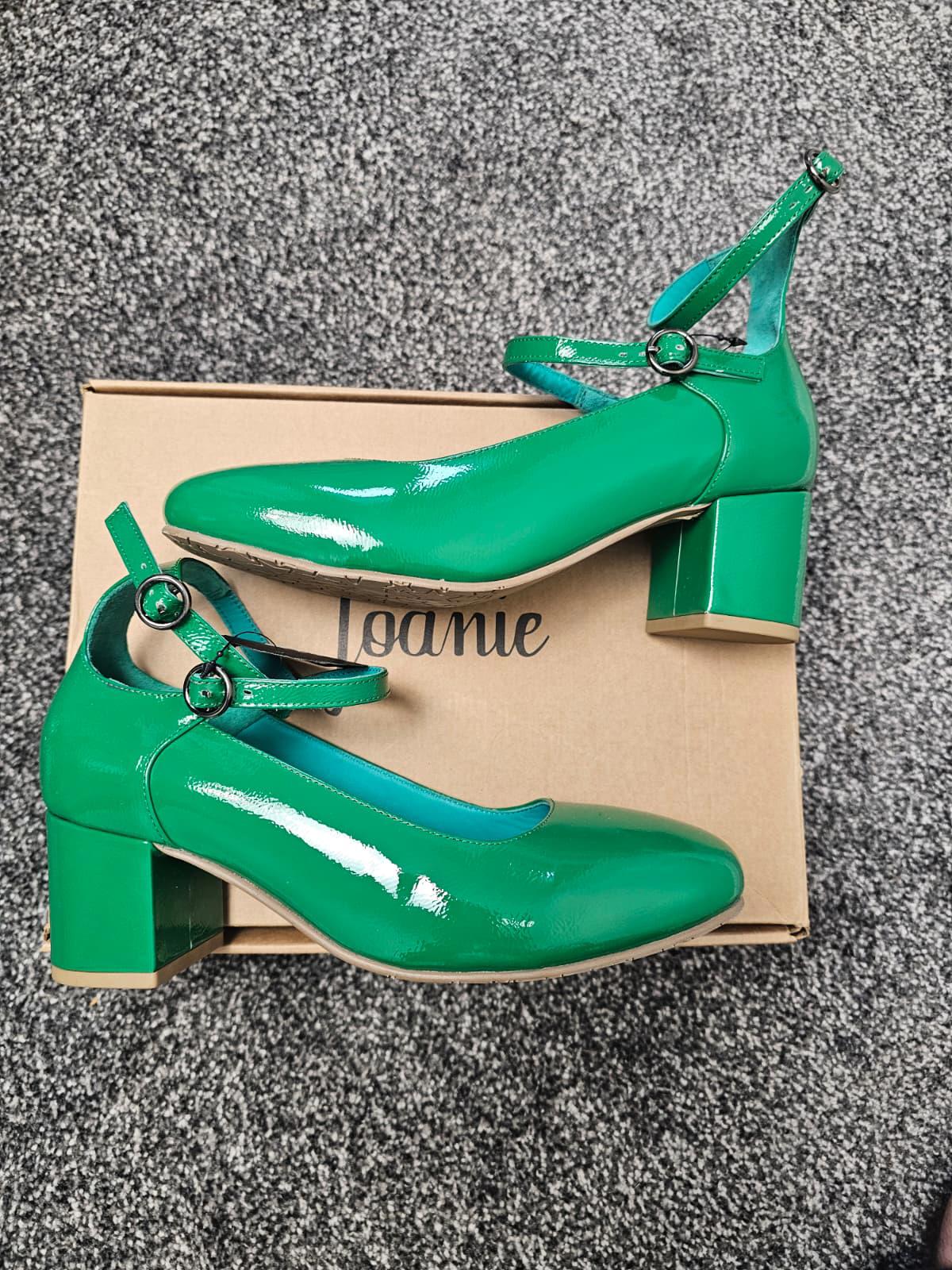 Joanie Rouen Patent Leather Mary Jane Smart Casual Shoes - UK 7 -Jolly Green