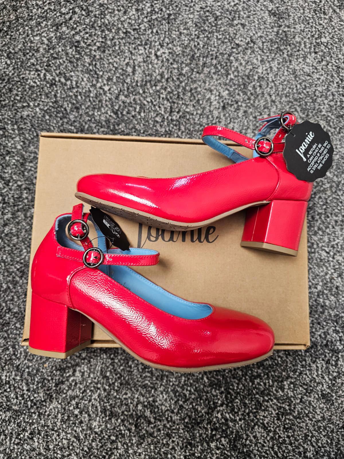 Joanie Rouen Patent Leather Mary Jane Smart Casual Shoes - UK 5 - High Risk Red