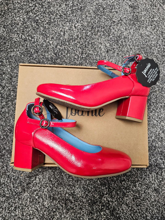 Joanie Rouen Patent Leather Mary Jane Smart Casual Shoes - UK 5 - High Risk Red